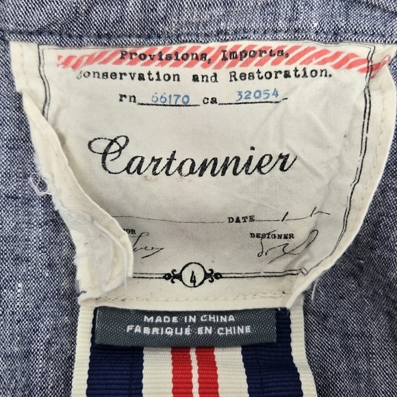 CARTONNIER ANTHROPOLOGIE CHAMBRAY LINEN BLEND 2 BUTTON BLAZER JACKET WOMEN 4 - Picture 7 of 12
